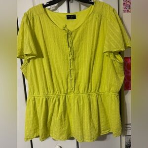 Lane Bryant Lime Green Button-Front Top